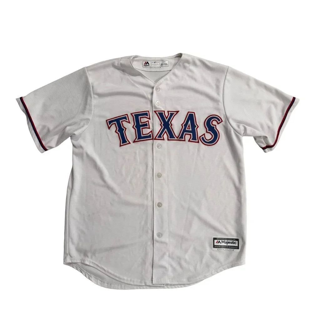 Majestic Mens Texas rangers Baseball Jersey - White size large